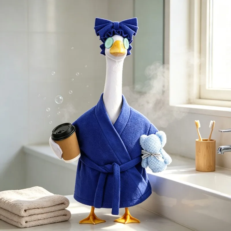 Porch Goose Clothing Bathroom Bathrobe Outfit For 23 Inch Plastic White Lawn Goose Outdoor Yard Decor Goose Statue Not Included