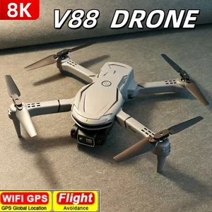 V88 Drone VR 8K Profesional HD Kamera Ganda WIFI 5G GPS Menghindari Rintangan Fotografi Aliran Optik Mainan Lipat Hadiah Liburan 12 drone vr penjualan terbaik - №