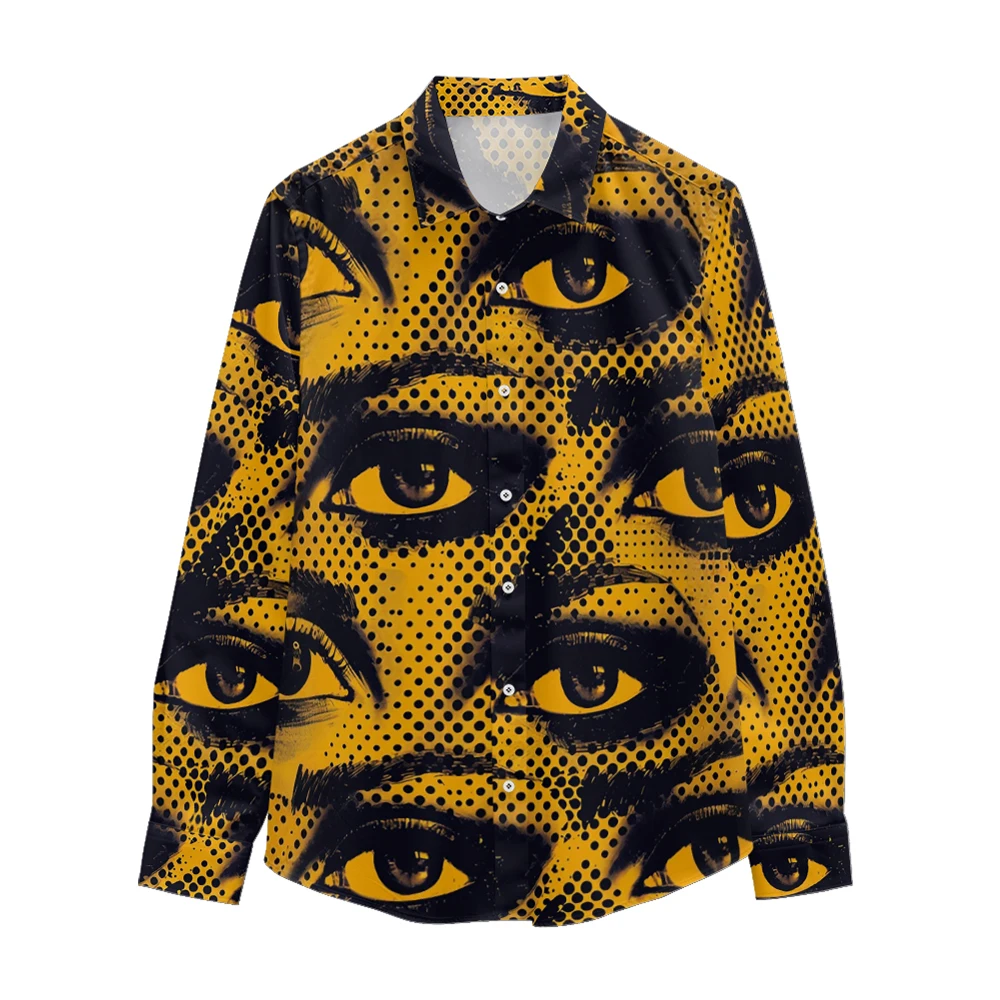 Yellow eye printed long sleeved shirt, Spring and Autumn new style