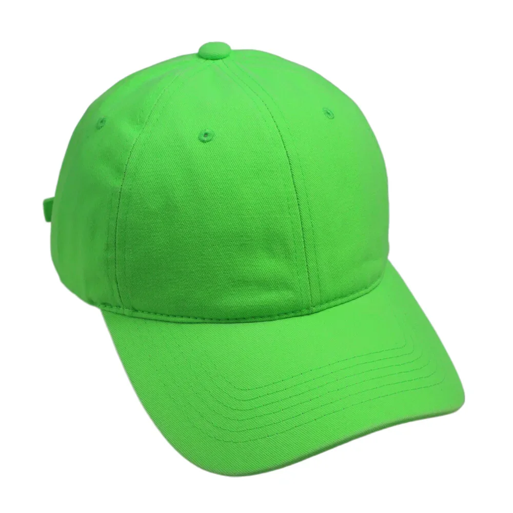 Wahsed Dazzling Blank Women\'s Plain Cap Men Cotton Baseball Cap Neon Green Yellow Orange Pink