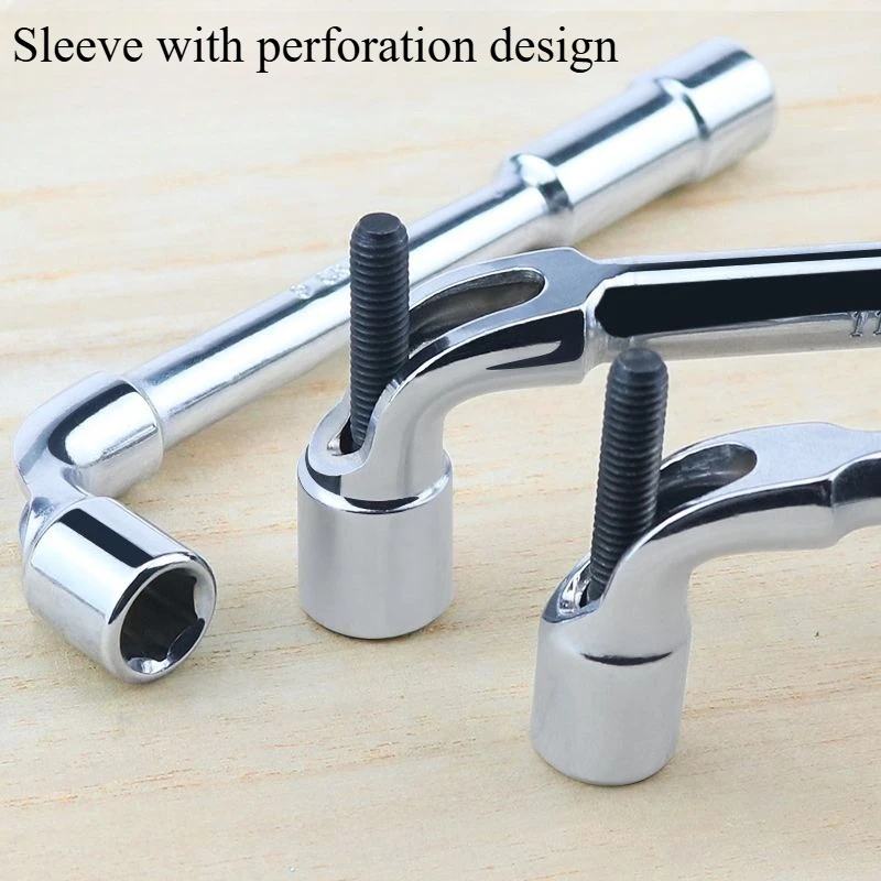 L-shaped Socket Wrench 7-shaped Pipe Type Double-headed Elbow Perforated Outer Hexagonal Socket Pipe Wrench Set