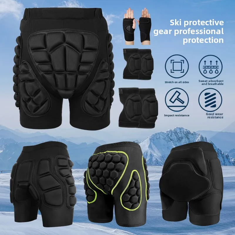 Ski Snowboard Inline Skating Protective Gear Elbow Knee Pads and Padded Shorts for Ice Skating Sports