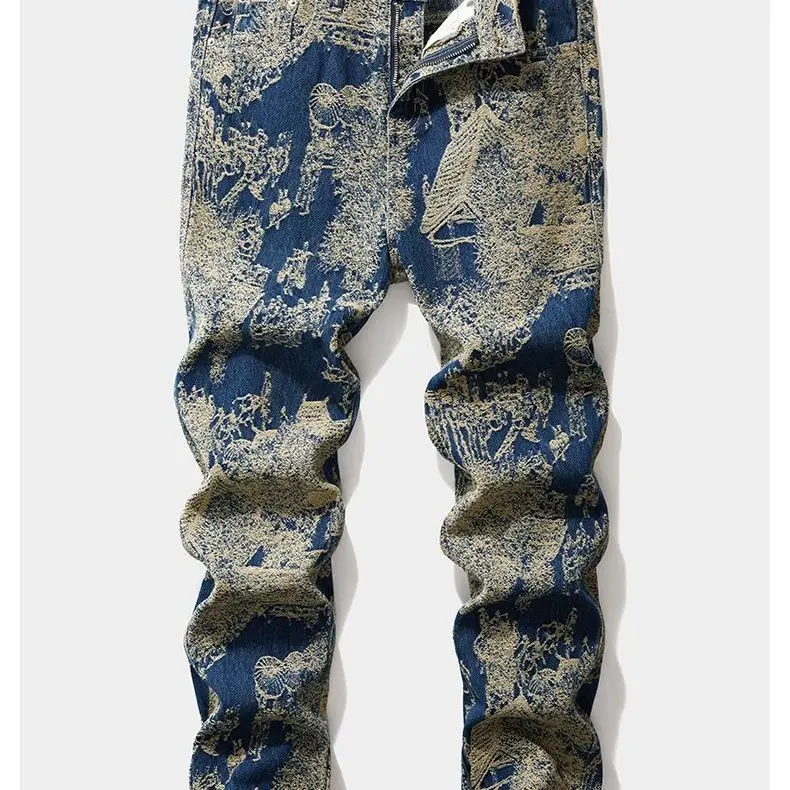 Men's new spring and autumn retro nostalgic jeans trendy brand loose straight casual pants