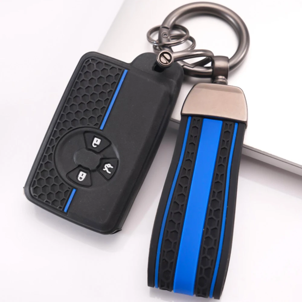 Silicone Key Cover With Wrist Strap For Toyota RAV4 Camry Prius Alphard Vellfire Estima Auris Premio Highlander Prado Crown