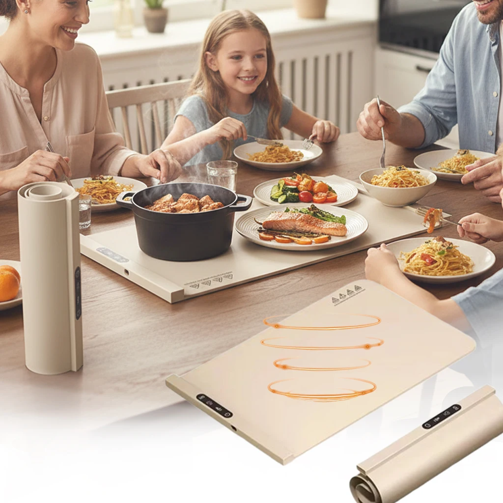 

Складной электрический подогреватель еды, коврик, портативная силиконовая нагревательная пластина для многофункционального использования, согревающая кофейную еду, посуда на различной поверхности