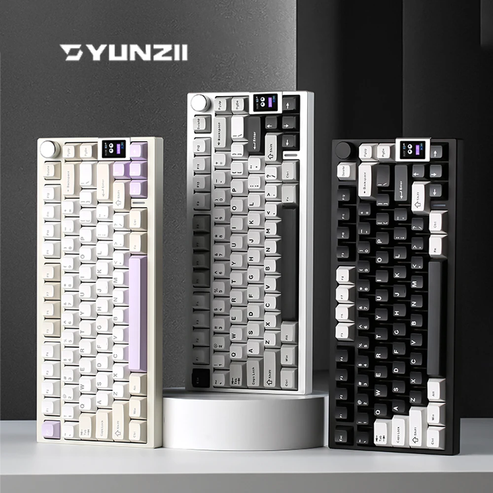 YUNZII AL80 Mechanical Keyboard Tri Mode Wireless Keyboard QMK/VIA Aluminum Alloy Keyboard with LCD Screen PC Gamer Gift Custom