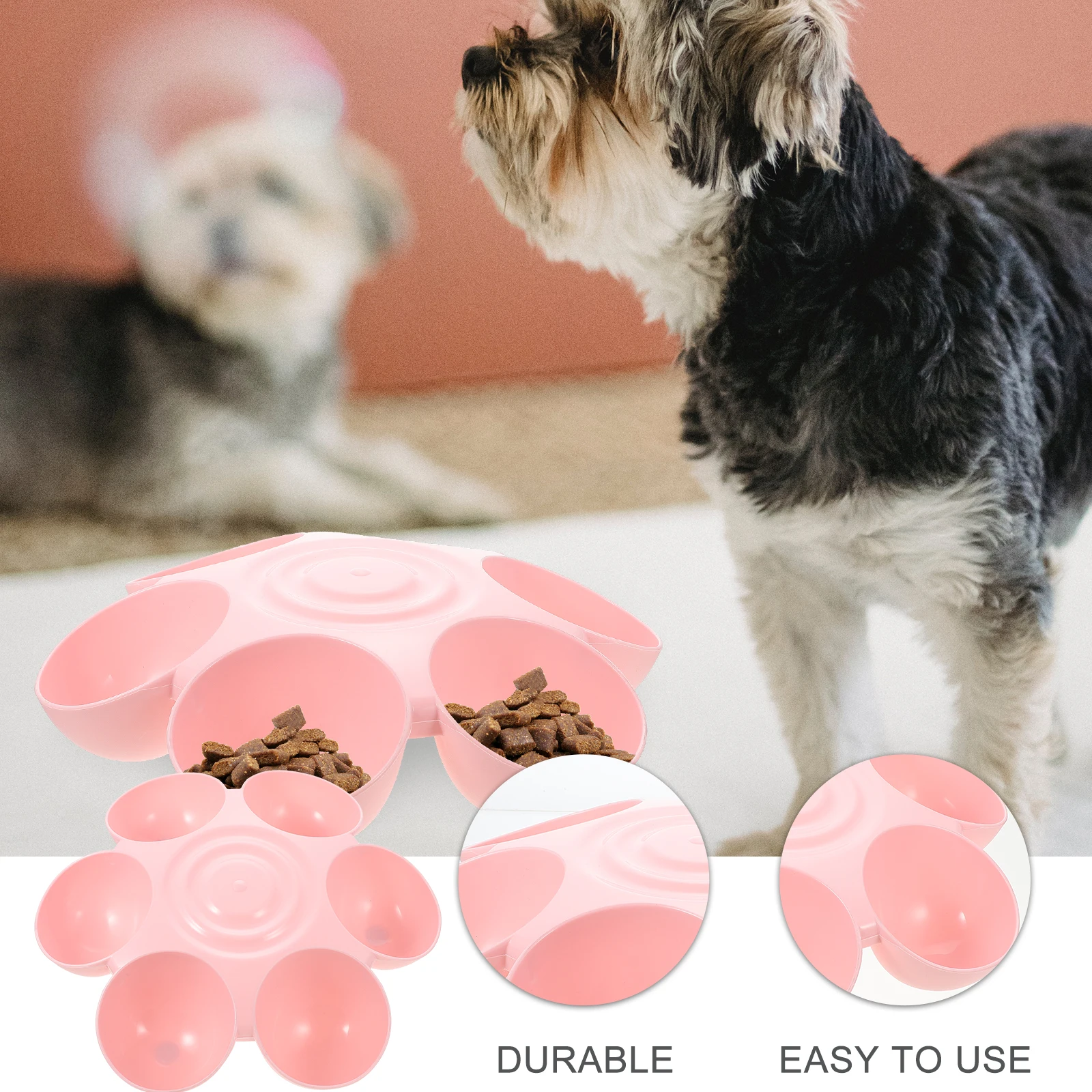 

Flower Pet Bowl Cat Feeder Dish Puppy Water Dispenser Pink Plastic Smooth Surface Easy Wash Multiple Pets Feeding Bowls Dog