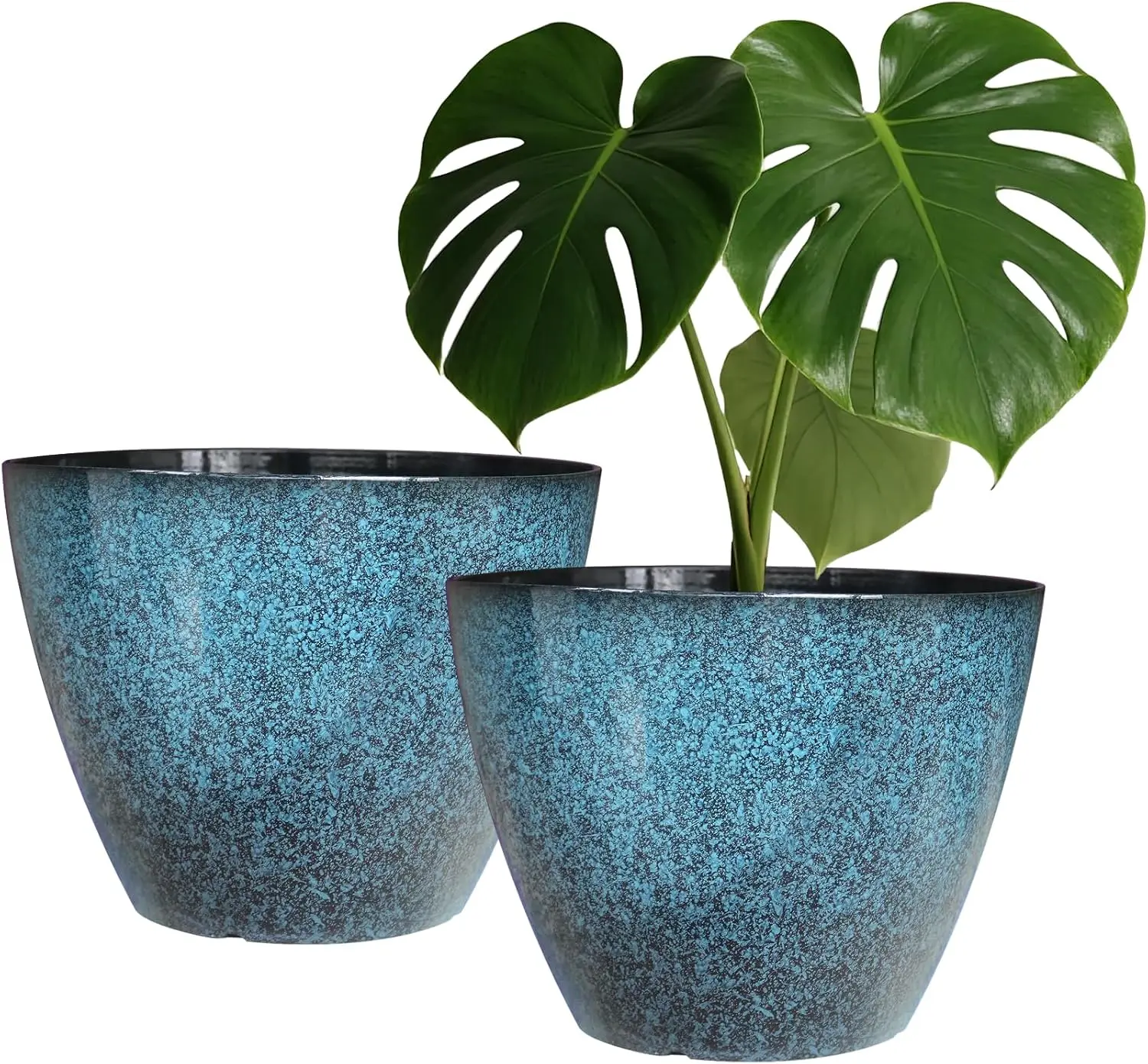 

Набор из 2 пластиковых горшков для растений 8 дюймов с дренажными отверстиями, для использования в помещении и на улице, для алоэ, трав, кактусов (синий)