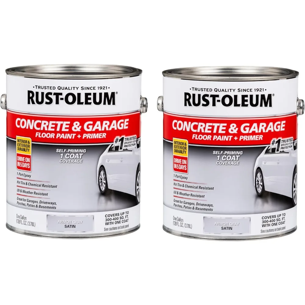 

225359-2PK Concrete & Garage Floor Paint and Primer, Gallon, Satin Armor Gray, 2 Pack