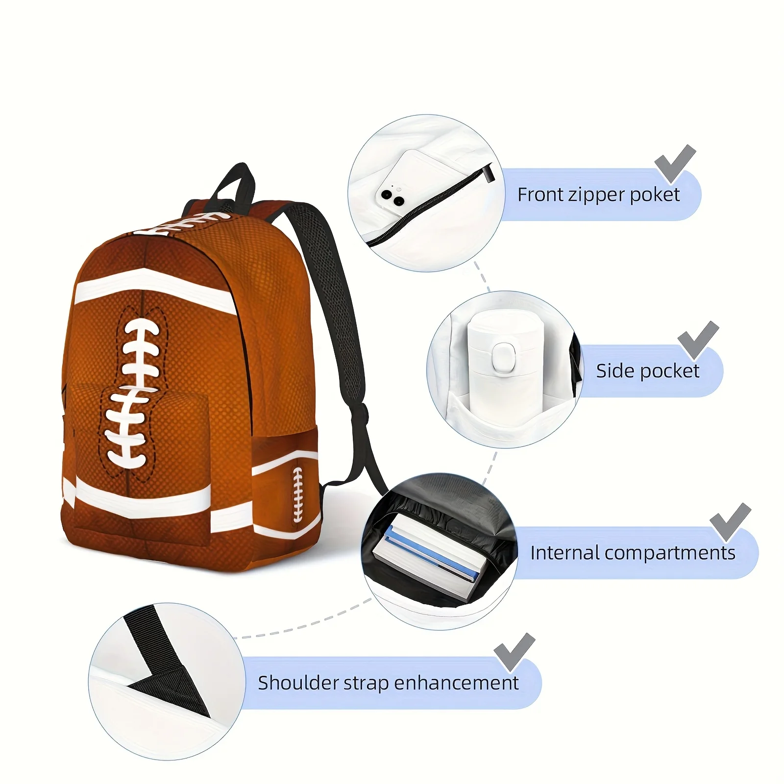 Mochila de béisbol Mochila de tenis Deportes de softbol para estudiantes Fútbol Voleibol Pickleball Bolsa escolar de fútbol