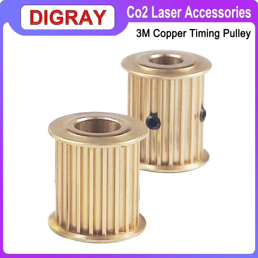 DIGRAY Copper Synchronizing Gear,Timing Pulley HTD 3M Pulley Synch Motor Wheel for DIY CO2 Laser Engraving Cutting Machine