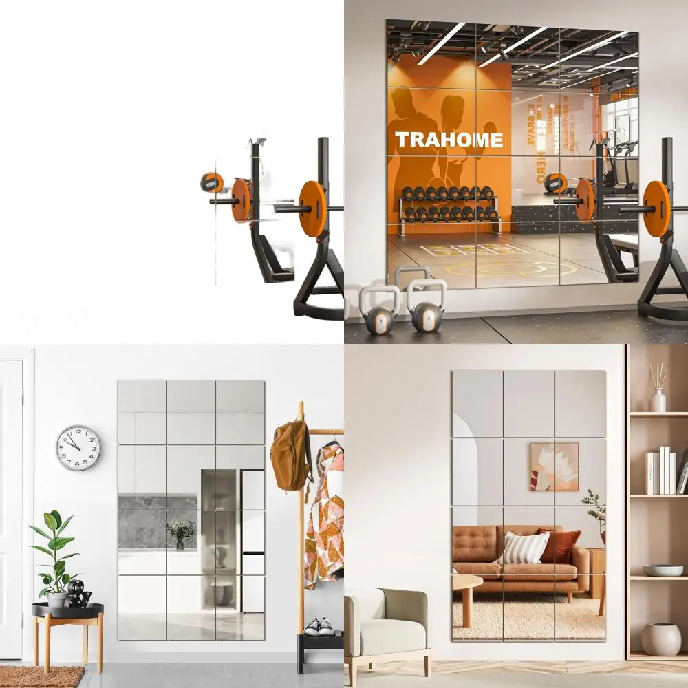 

Набор из 12 зеркальных плиток 16x12 для дома, спортзала, гаража, спальни, гостиной, над дверью