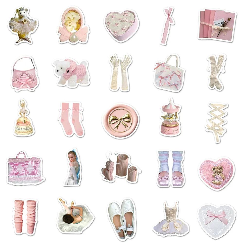 10/30/50PCS Cute Pink Style Ballerina Girl Stickers DIY Car Motorcycle Travel Guitar Fridge Waterproof Sticker Toy Decal Gift