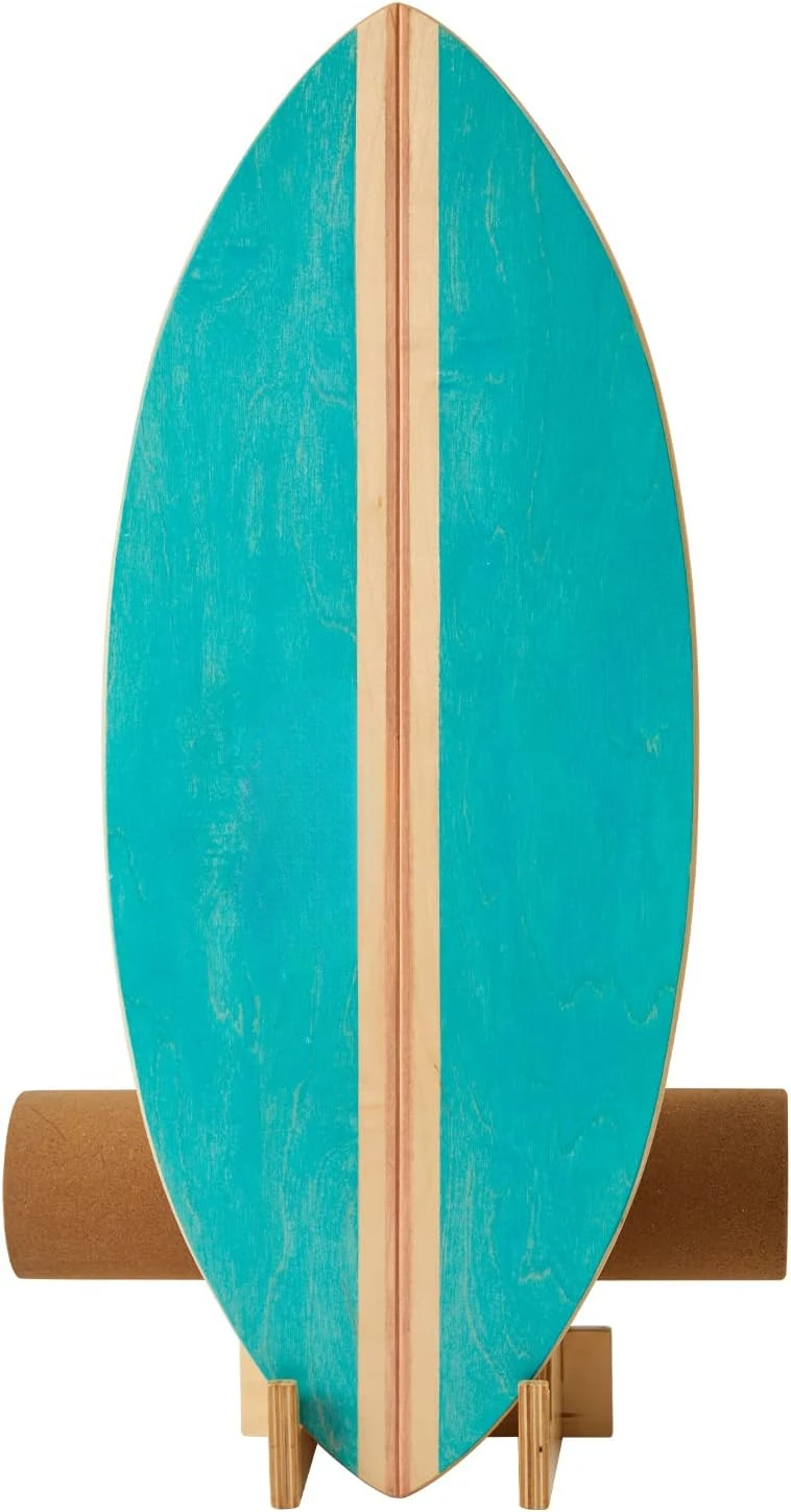 Surf Balance Board Trainer with Roller Wooden Exercise Balancing Stability Trainer - Non Slip Surface