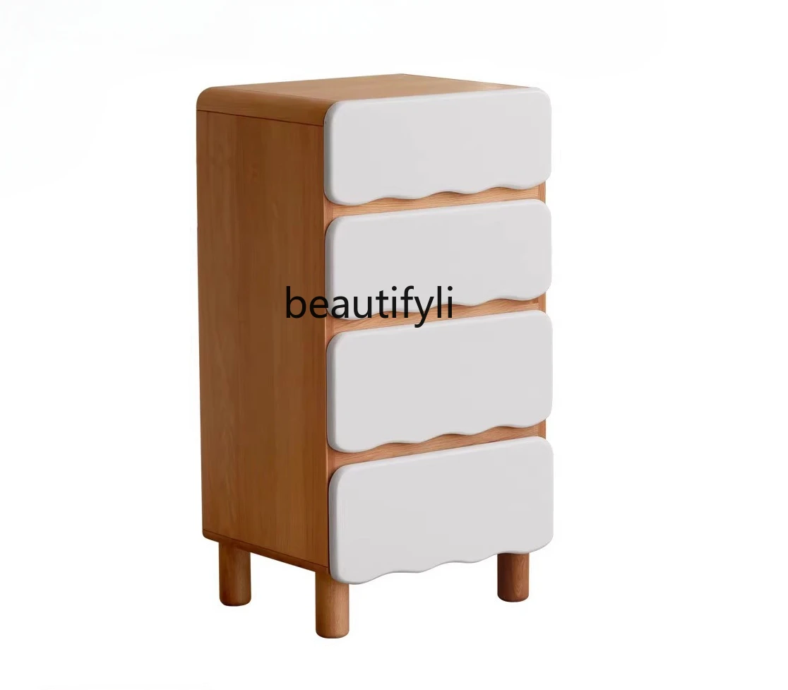 

Solid wood chest of drawers Bedroom against the wall Narrow cabinet Modern oak high chest of drawers Storage locker