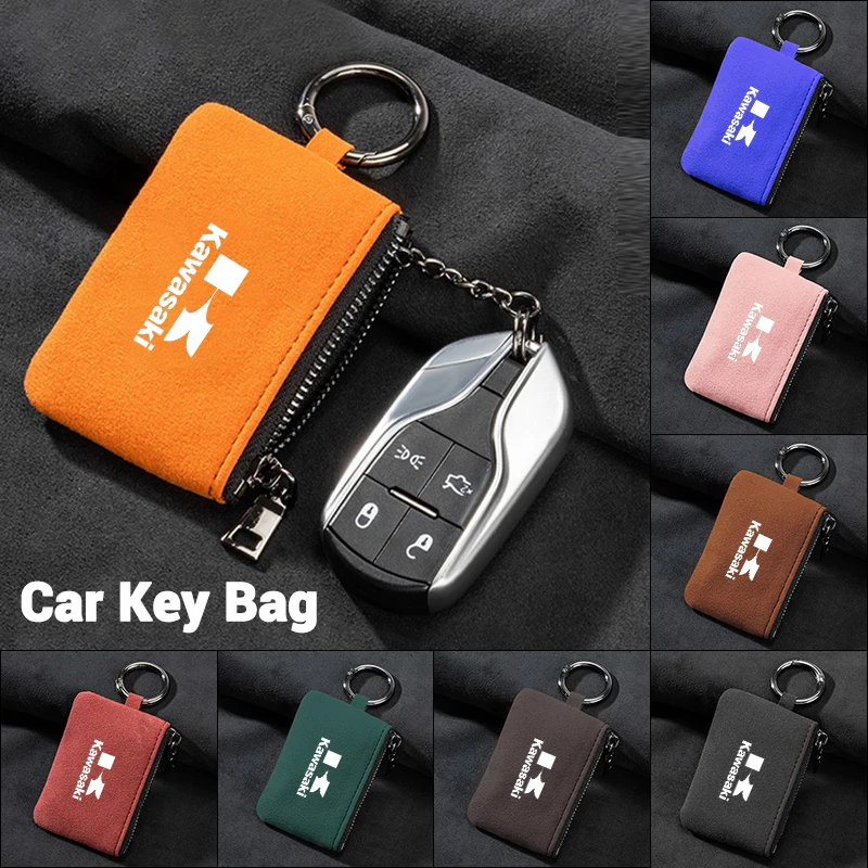 Camurça carro crachá carteira chave caso moeda bolsa para kawasaki vulcan s z750 z900 ZX-6R 900 clássico 250 ninja 250 650 h2 z1000 ZX-4R