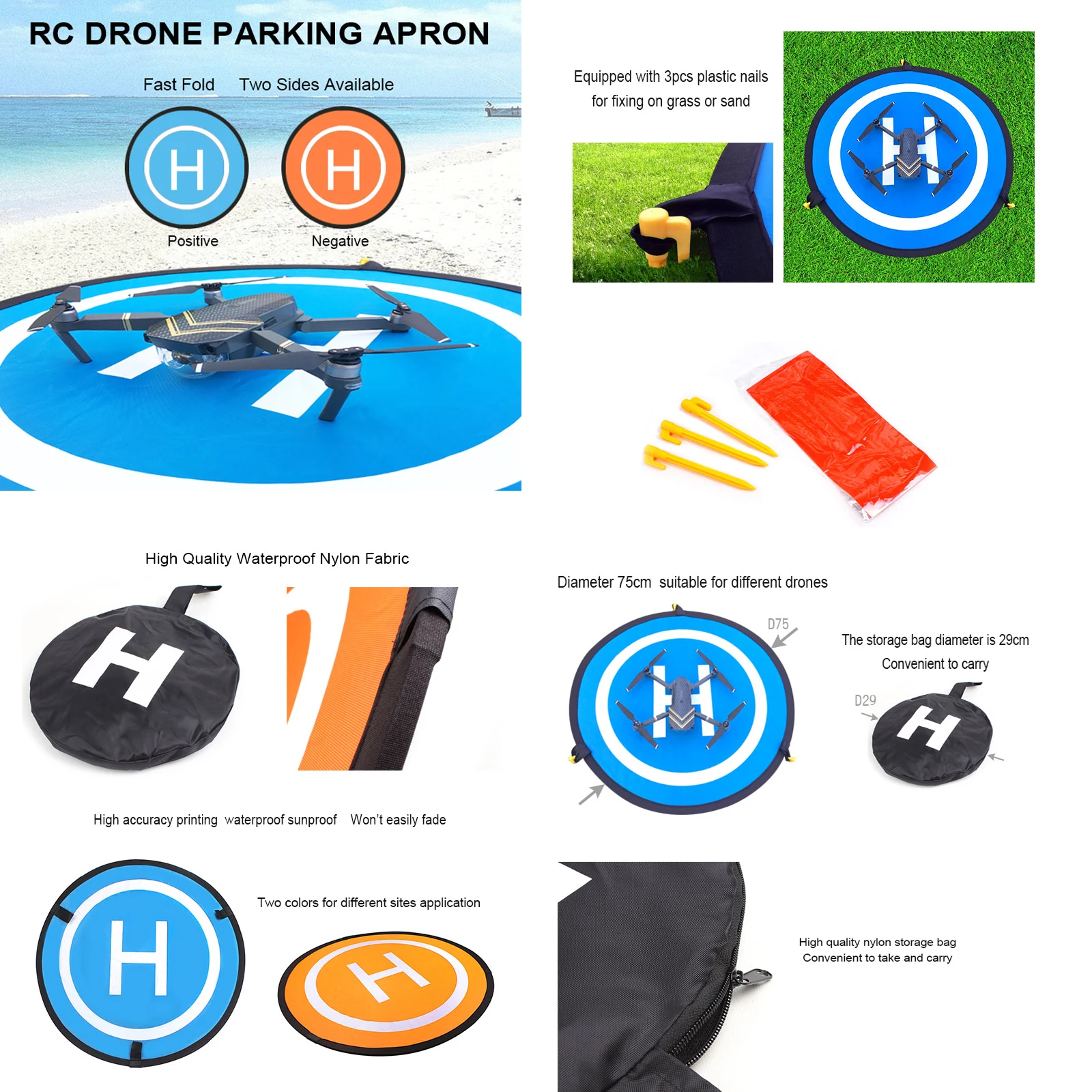 Sunnylife 75CM Foldable Landing Pad With LED Lndicator Light For DJI FPV Mavic Air 2/ 2S Mavic 2 Mavic Pro Drone Accessories