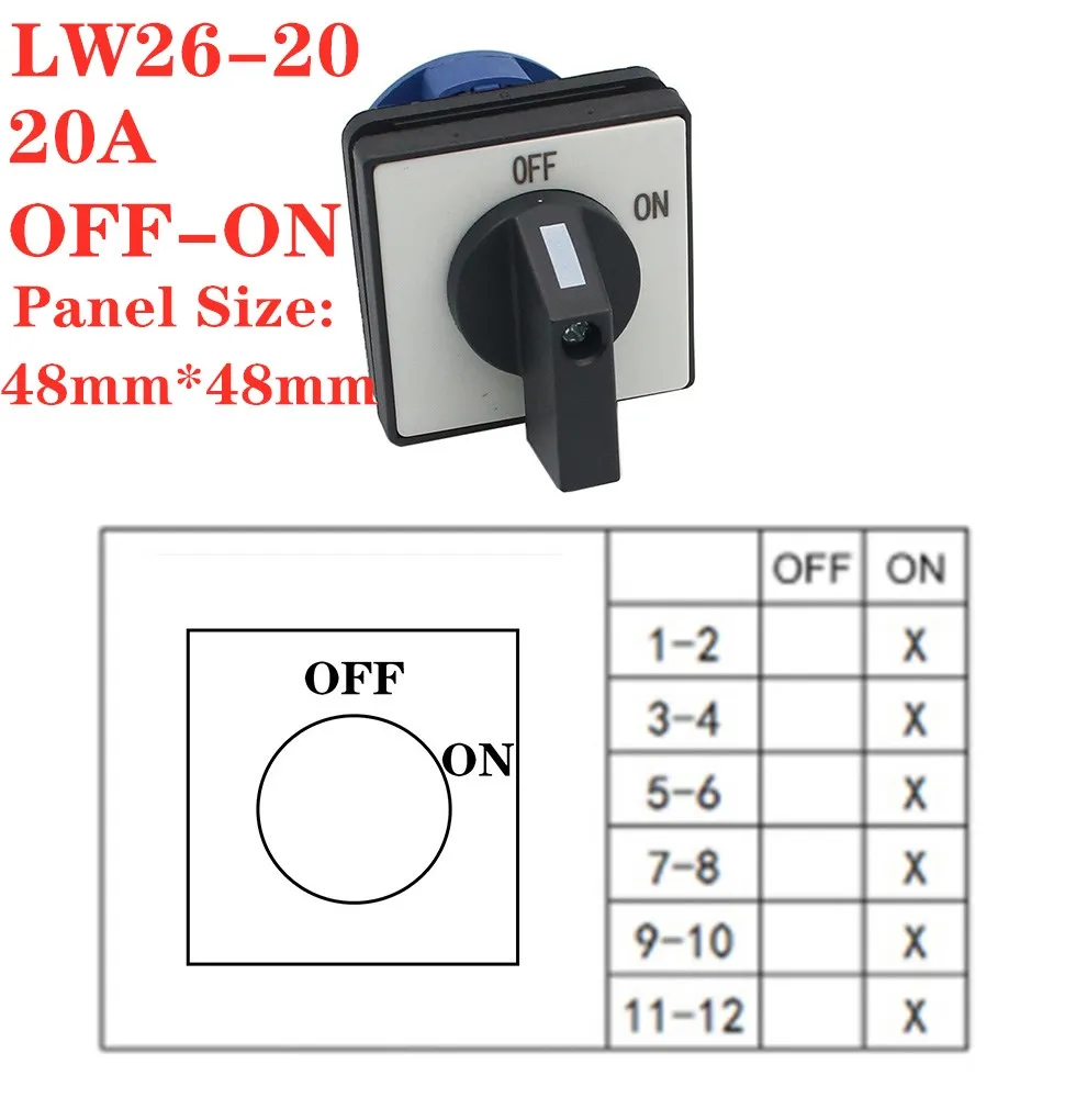 

LW26-20 universal switch 2 gears 1 joint Reversing switch 20A On-Off versatile change-over switch 440V 20A cutoff switch