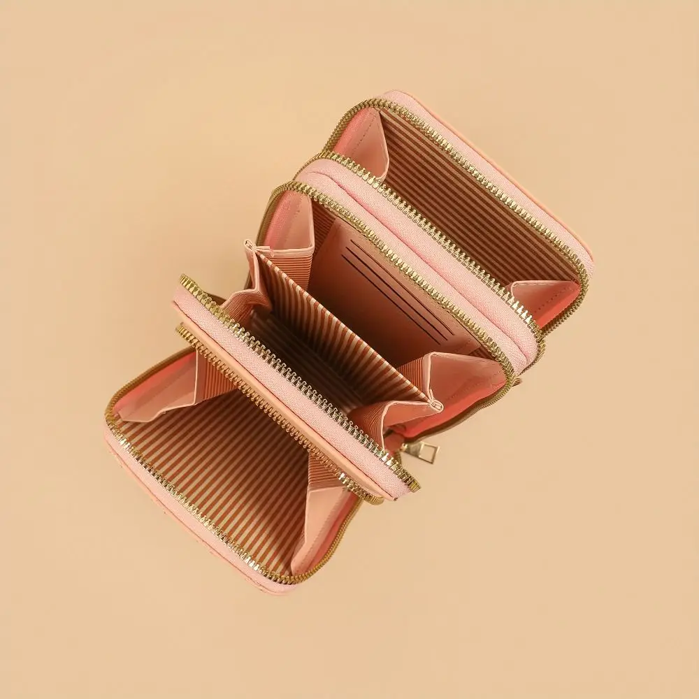 

Multi-Functional Women's Mobile Phone Bag Adjustable Strap Zipper Small Shoulder Bag Three-layer Lightweight