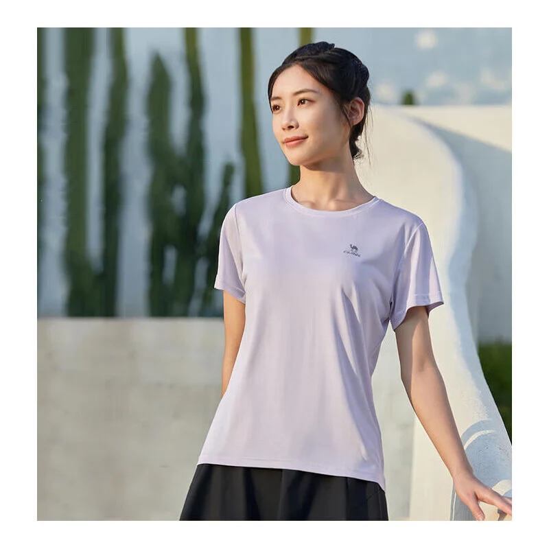 GOLDEN CAMEL Women\'s T-shirts Moisture-absorbing Quick-dry Cotton t-shirt Short-sleeved Shirts Round Neck Sports Top Breathable