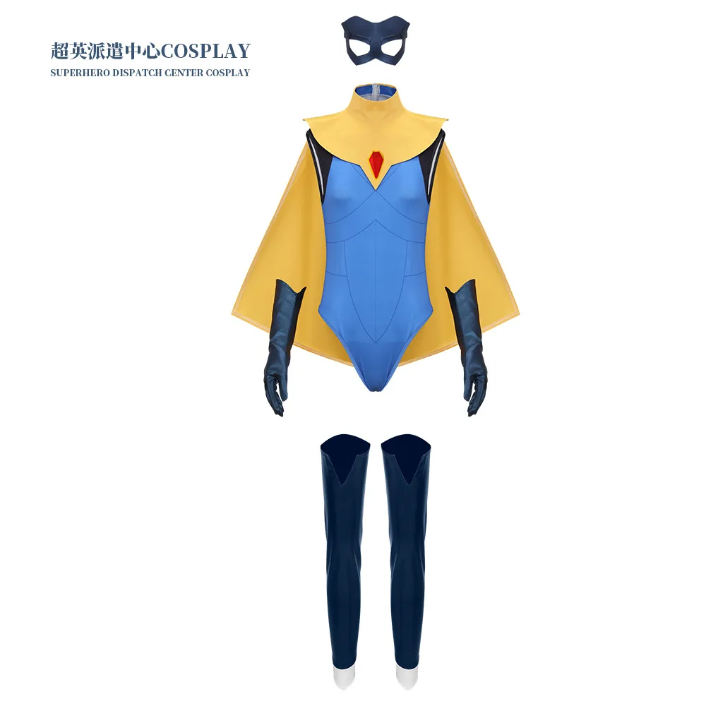 

Blonde Blazer Mandy Cosplay Costume Women's Game Hero Outfit Halloween Roleplay Theme Party Jumpsuit Cape Takerlama