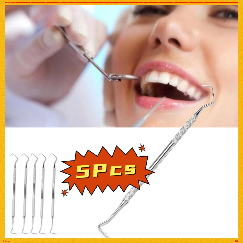 

Dentist Clean Tools Stainless Steel Dentist Clean Tools Double Probe Sickle Hoe Tooth Cleaner Dental Care Products