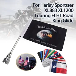 Motorcycle Flag Rear Mount Luggage Rack Fender Side Pole For Harley Sportster XL883 1200 48 72 Touring FLHT Road King Glide