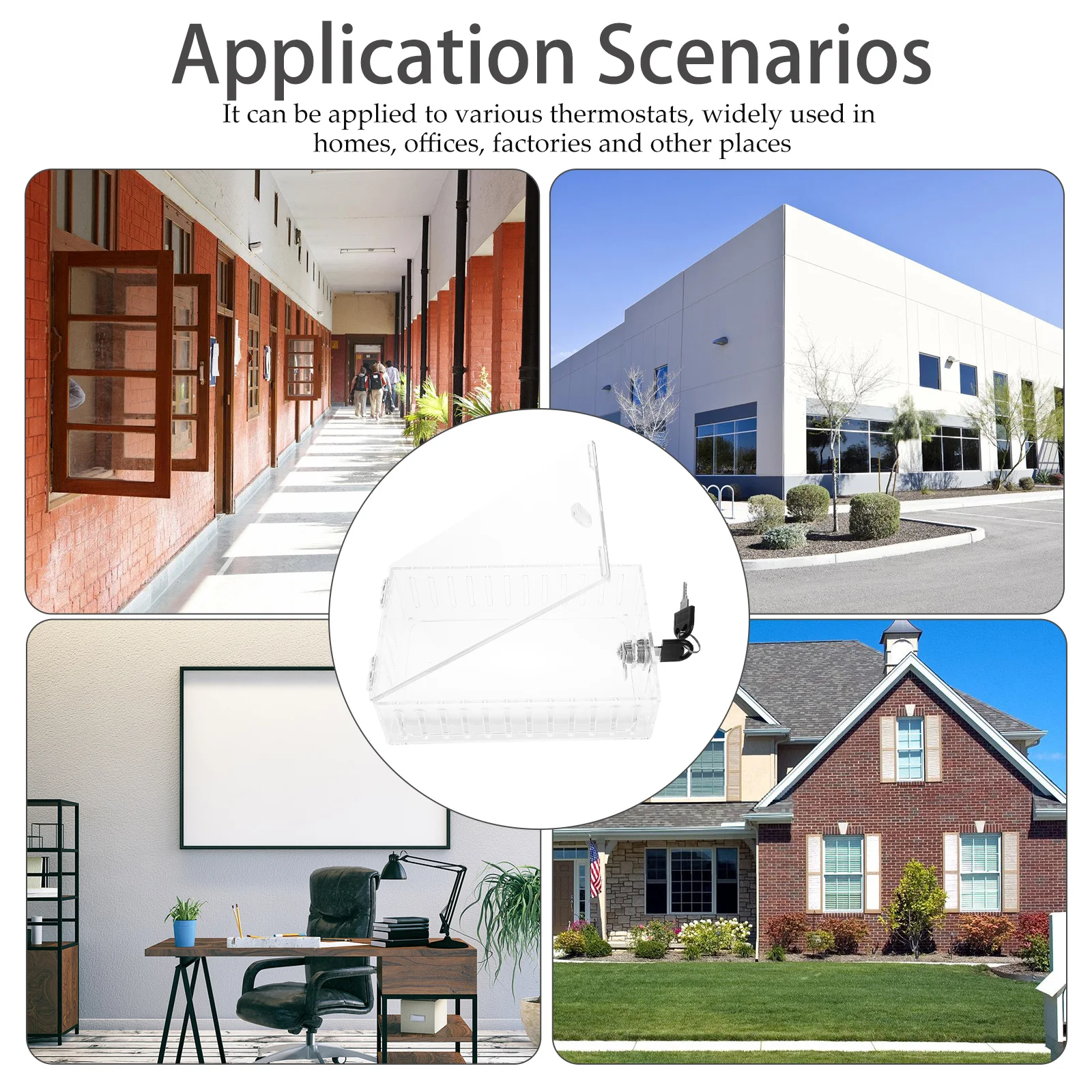 1 مجموعة ترموستات اقفال الصناديق مفتاح غطاء شفاف جدار معدني حماية خارجية أجزاء مكيف الهواء #6