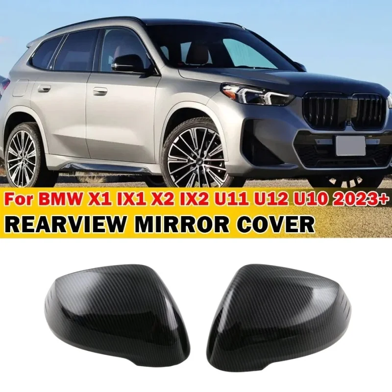 

For BMW X1 IX1 X2 IX2 U11 U12 U10 2023 2024 Car Sticker Rearview Side Mirror Cover Wing Cap Exterior Door Case Trim Carbon Fiber