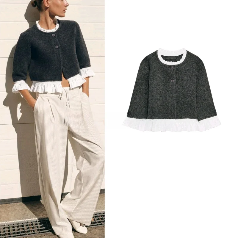 

Осенний женский многослойный декоративный круглый шелковый трикотаж Ne Seven Sve из мягкого полиэстера, повседневный свободный крой