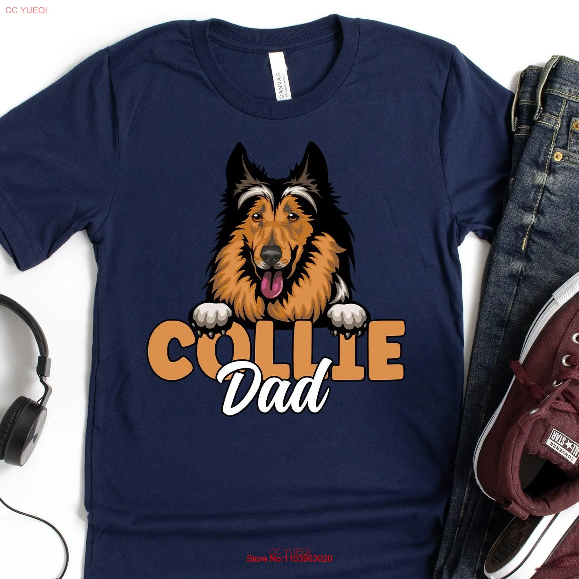 Футболка с изображением симпатичного колли, папы, собаки, грубого цвета для мужчин, владельца, влюбленных, с длинным или коротким рукавом