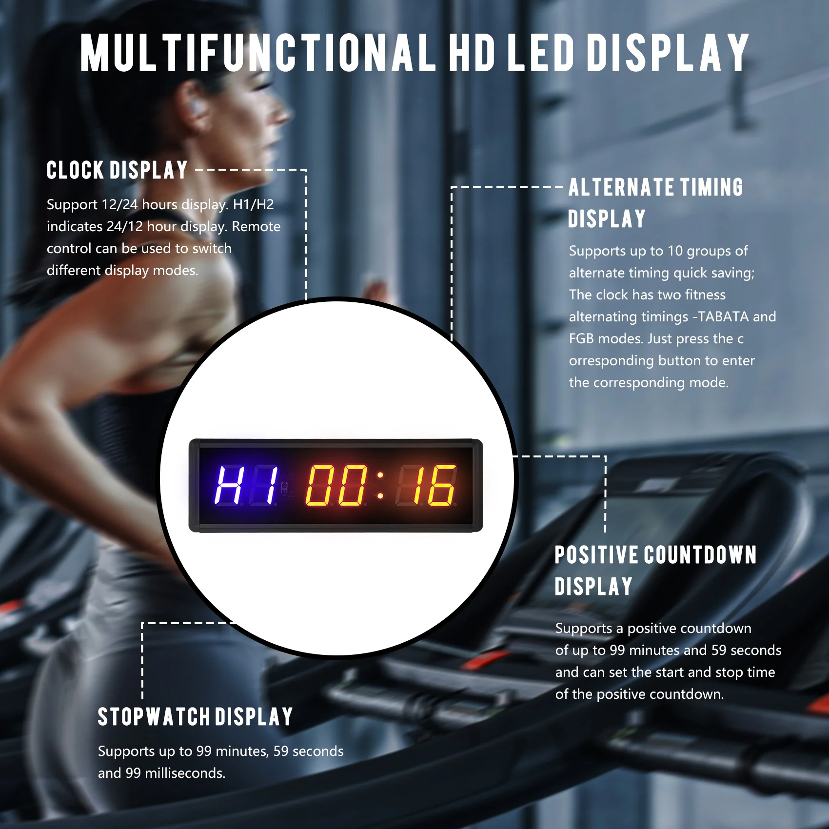 Gym Timer,LED Interval Timer Digital Countdown Wall Mounted Clock Fitness Timer,Digits Down/Up Clock Stopwatch For Home