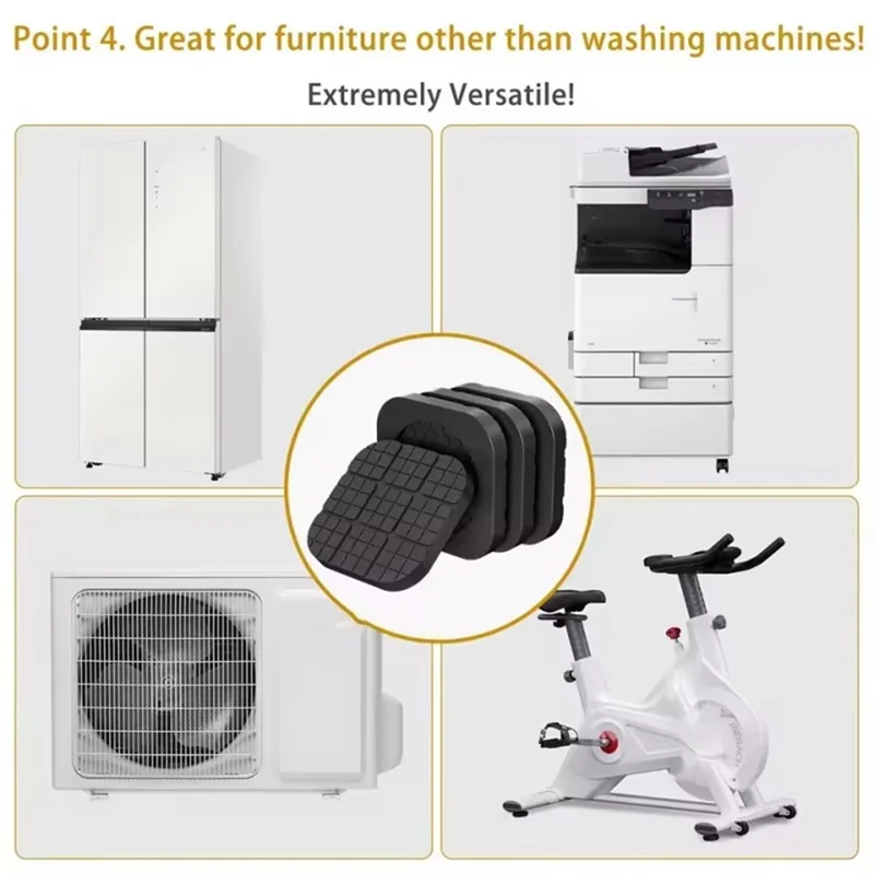 

AD23-4Pcs Anti-Vibration Pads For Washing Machines - Non-Slip & Noise-Reducing Universal Feet For Appliances, Furniture