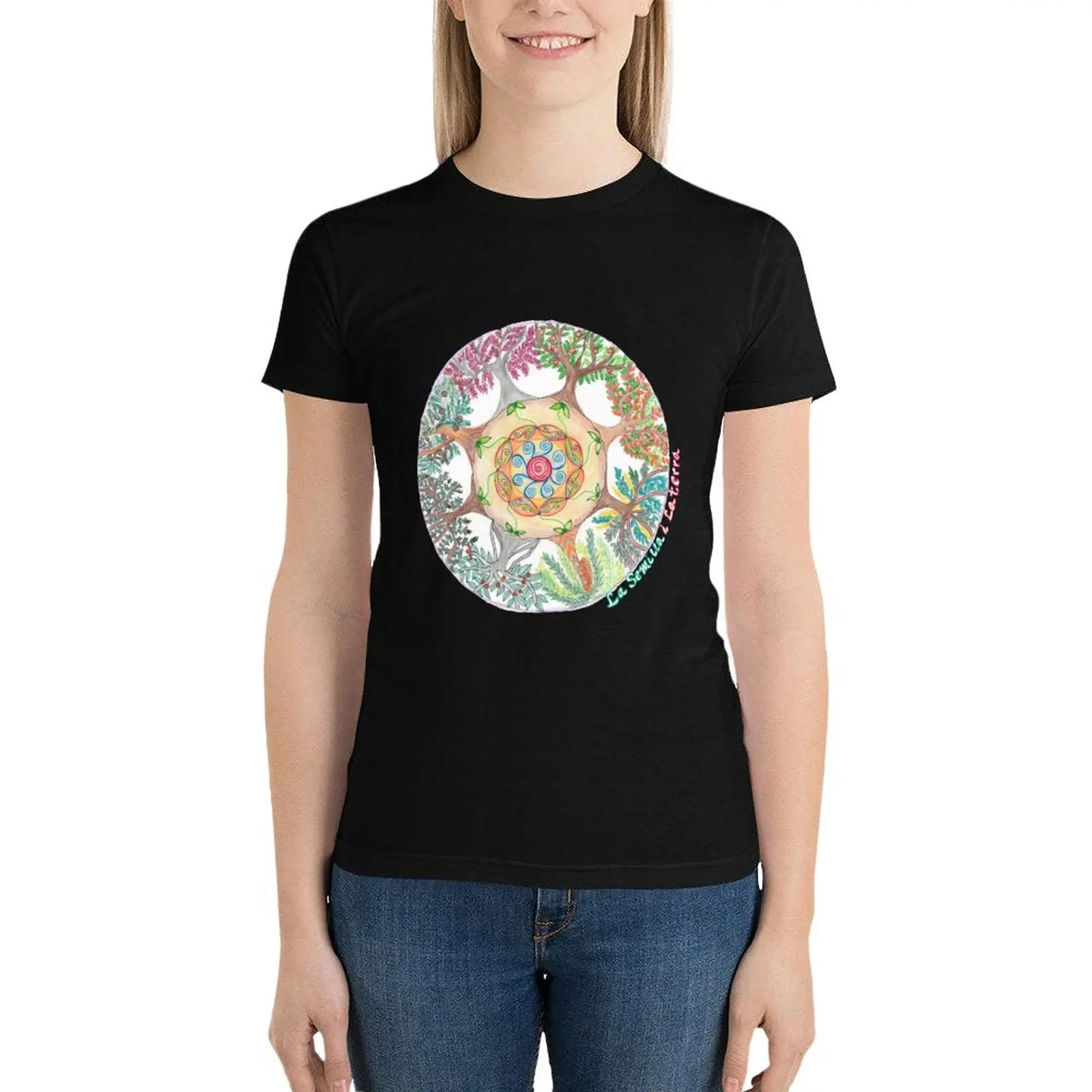 Mandala La Semilla i la Terra T-Shirt shirts graphic tees hippie clothes tees tshirts for Women