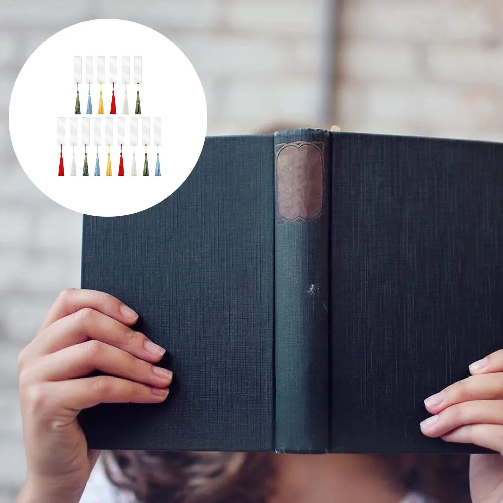 

15 set Unfinished Diy Bookmarks Acrylic Reading Labels Tassels Graffiti Page Markers For Students Writers Classic Chic Gift