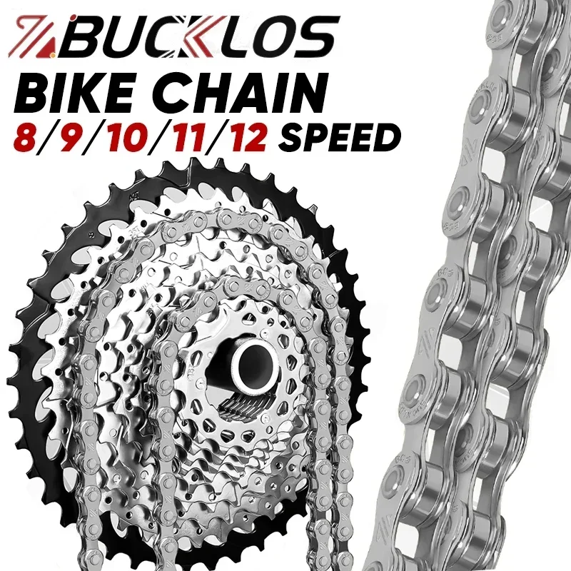 

BUCKLOS Road Mountain Bike Chain 8/9/10/11/12Speed Durable MTB Chain Universal Ultralight 116/126Links Bicycle Chain Bike Parts