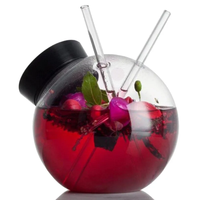 Spherical Cocktail Glass, Personality Ball Cup, Molecular Gourmet Smoked Cup, Heat-Resistant Glass, Straw Cup