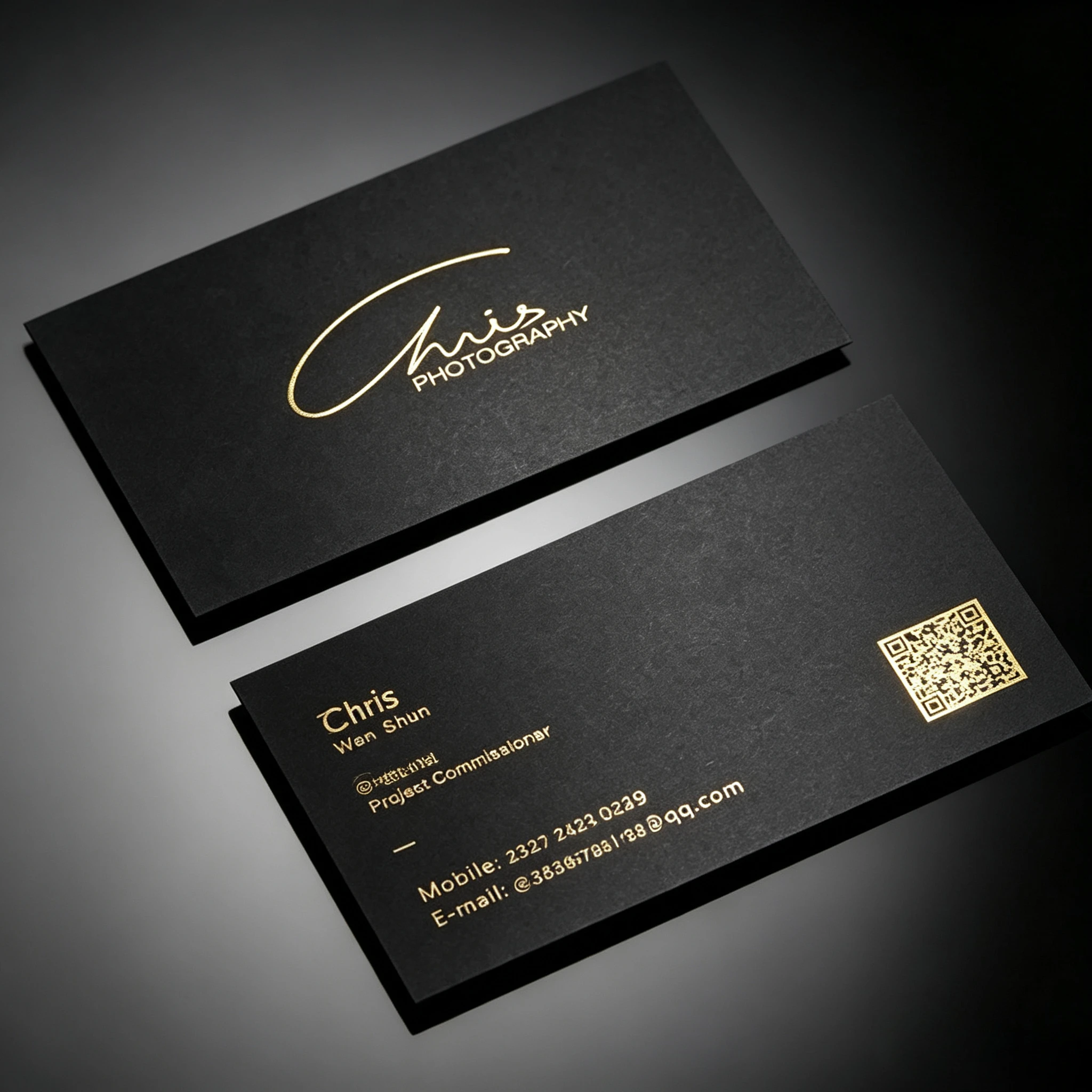 200 Cartões de Visita Personalizados com Relevo em Folha de Ouro, Cartões de Agradecimento com Impressão Dupla Face, Textura Premium, Cartões de Nome Personalizados