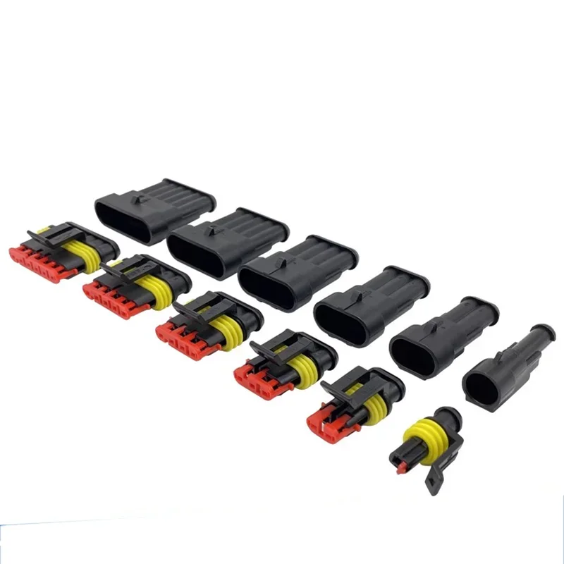 20/50/100Sets 1.5 Series AMP Automobile Connectors 1/2/3/4/5/6 Pin Super Seal Waterproof Electrical Wire Connector PA66 Nylon