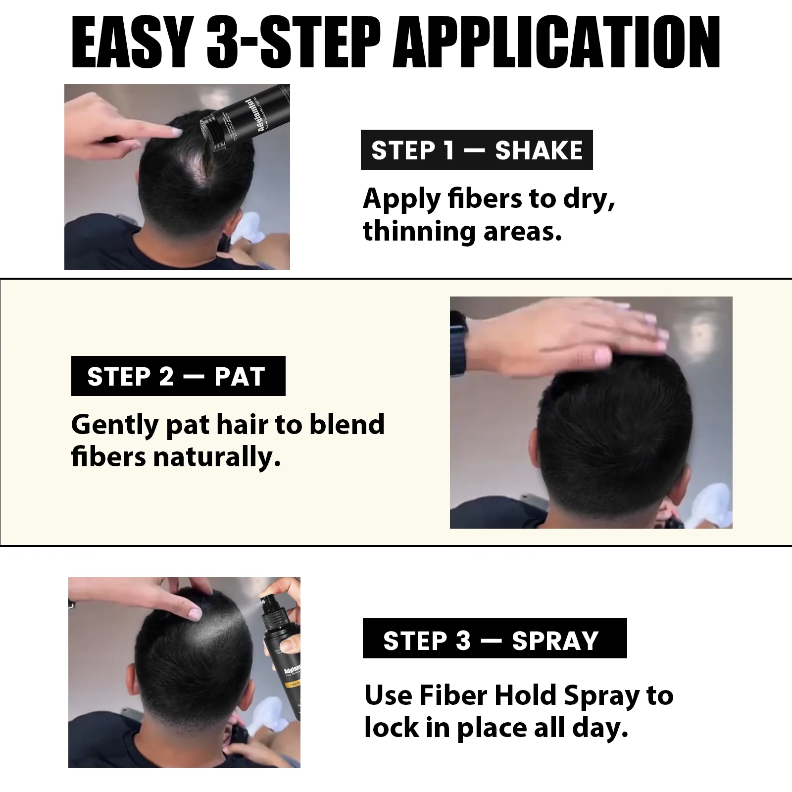 مجموعة ألياف بناء الشعر الرائعة: مسحوق ألياف 30 جرام + بخاخ تصفيف 120 مل - مقاوم للرياح/العرق، يحمل حجم 24 ساعة #5