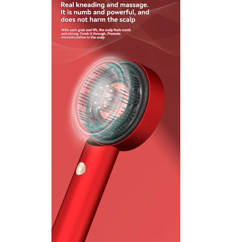 [NEW!A67Z】 Comb With Red Light Scalp Massager, IPX7 Waterproof, 3 Modes-Liquid Guide-Color:Starry Grey/Red