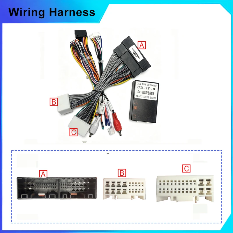Car 16Pin Android radio Stereo Wiring Harness Canbus decorder For Hyundai Rohens Genesis Coupe 2012 Wire Power Cable Adapter