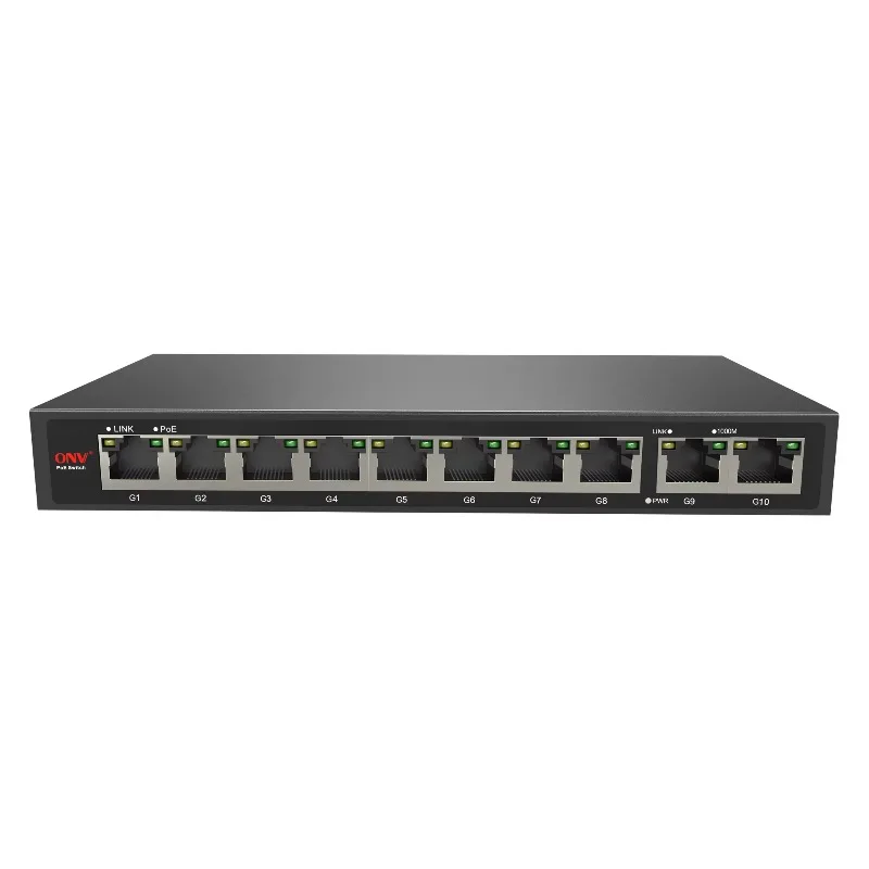 10 Port Gigabit Unmanaged PoE Ethernet Switch 8  PoE and 2 RJ45 Ports