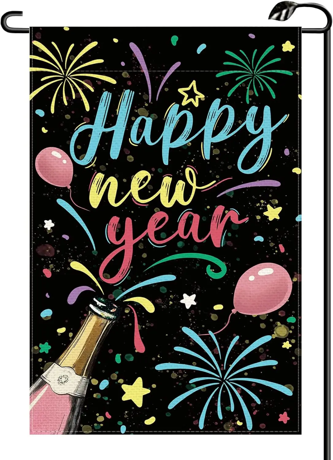 Happy New Year Firework Garden Flag 12x18 Inch Vertical Double Sided Christmas Winter Celebration Party Small Flags Farmhous llz