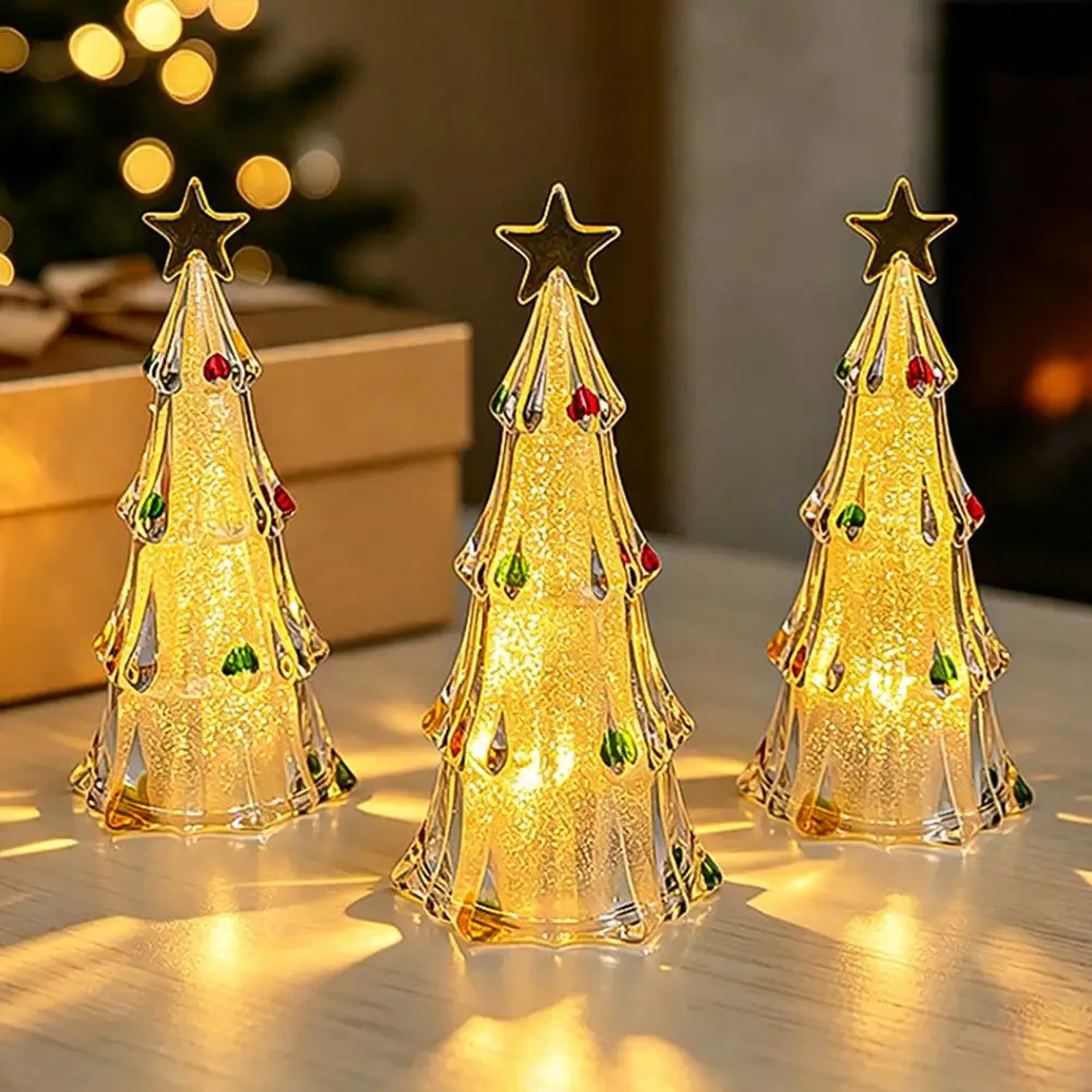 Holiday Home Decor Christmas Tree Ornaments Mini Xmas Tree Night Light Battery Operated Table Lamp Decorative Led for Holiday