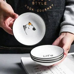 Cartoon Cat Ceramic Seasoning Dish Dessert Creative Cute Sauce Dishes Household Soy Vinegar Dishes Roast Meat Dip Snack Plate
