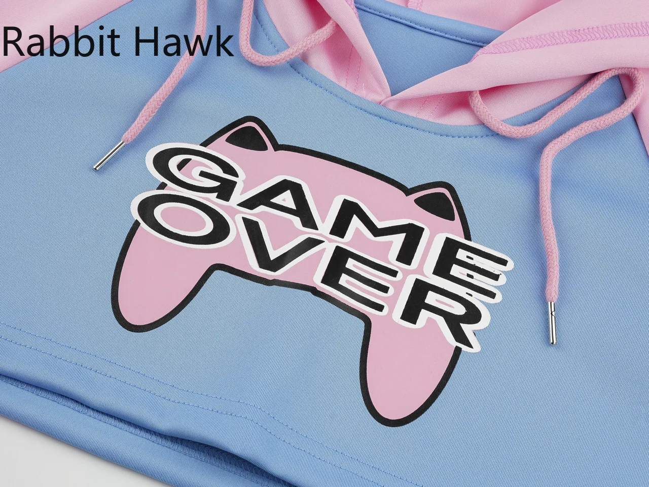 Game Over Anime Girl Pink Blue Short Hoodie Hooded Uniform Cosplay Costume Short Sweatshirt Top Pink Sweet Game Costume Women