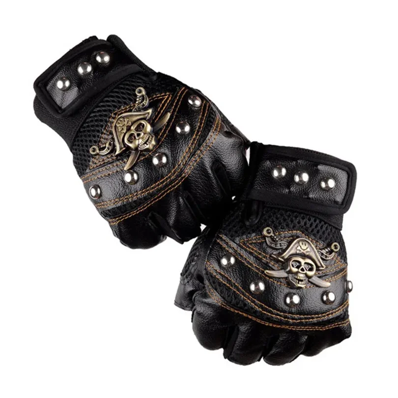 Fingerless Glove Knit - Gants sans doigts en cuir PU