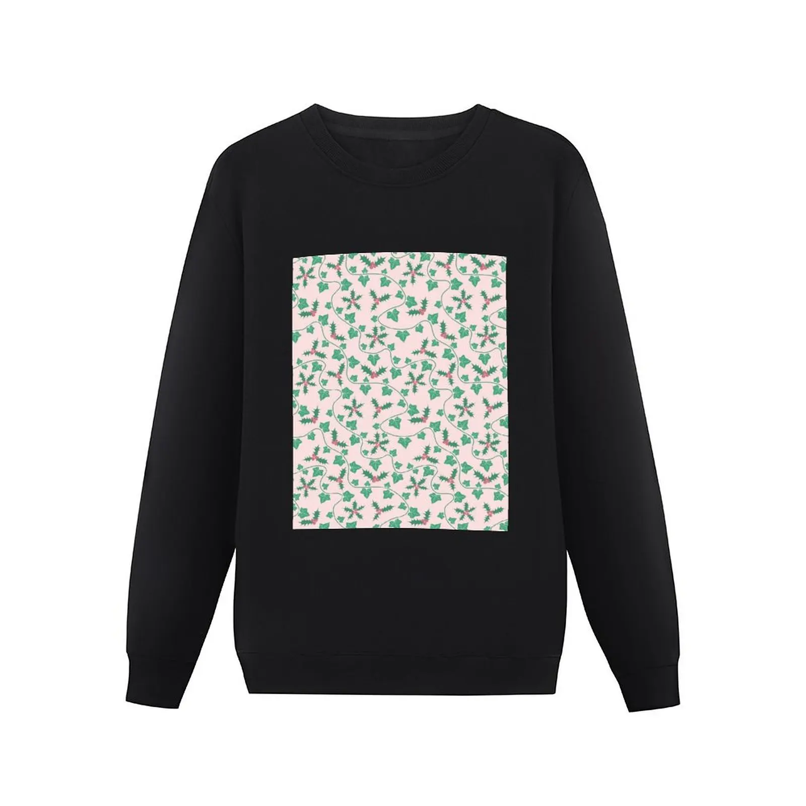 Holly And Ivy Vines Light Pink Pullover Hoodie japanese style autumn aesthetic clothing sweatshirts