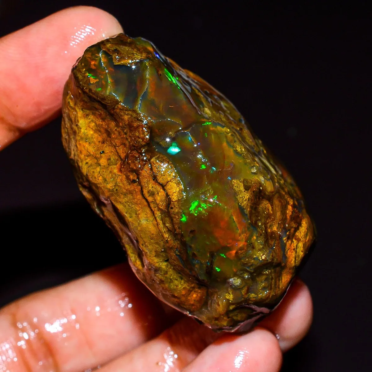 Natural Ethiopian Opal 25-80CT Rough Fire Opal Gemstone Play Of Color Loose Stone Mineral Specimen Randomly Selected One view 2